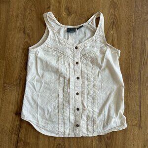 LizWear by Liz Claiborne Cotton Cream Tank with Bib front Detail Button Size S